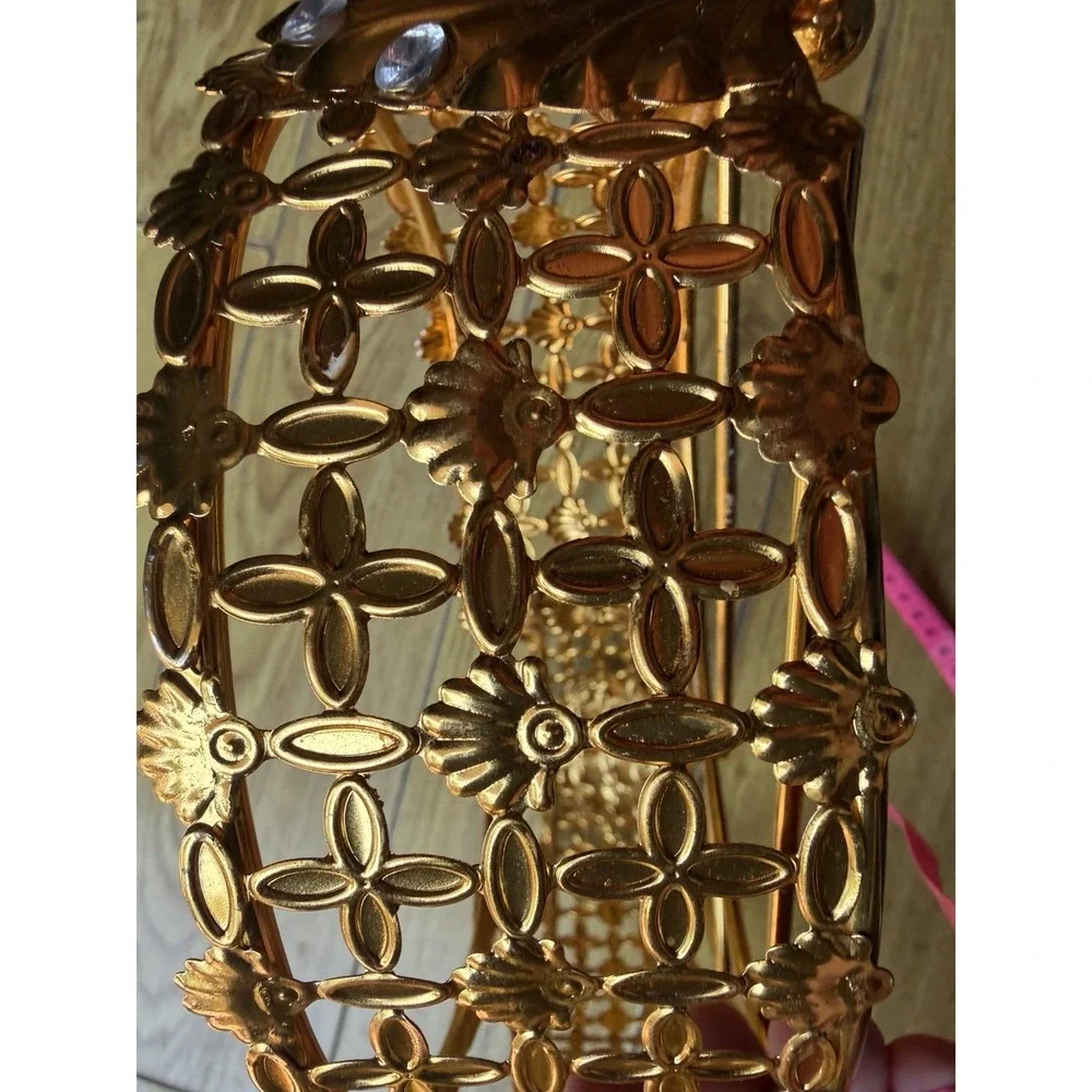 Authentic Vintage 1960s Hollywood Regency Gold Ormolu 3 Ring Caddy Display Stand